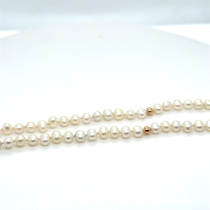 Zoetwater Parelarmband met 14 Karaat Roségouden Beads – 18 cm