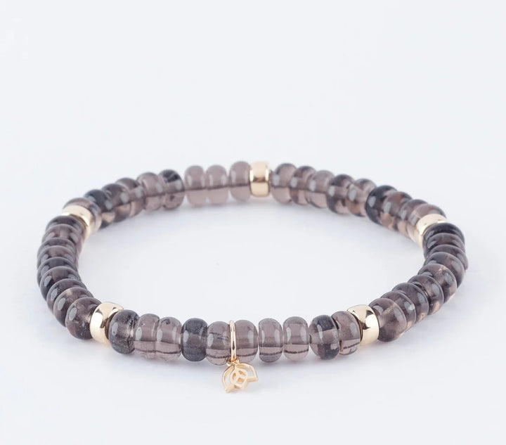 7032 Tea Quartz 5 x 14kt gdn beads