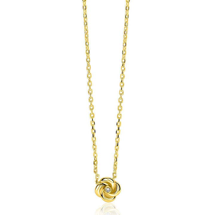 ZINZI Gold Plated Zilveren Ketting Roosdesign ZIC2872Y