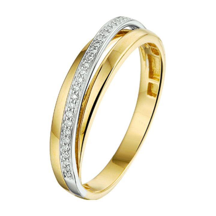 14k Bicolor ring diamant 0.08ct h si