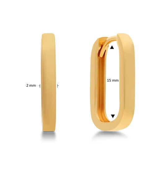 4 Karaat Gouden Klapoorringen Rechthoek 15 mm