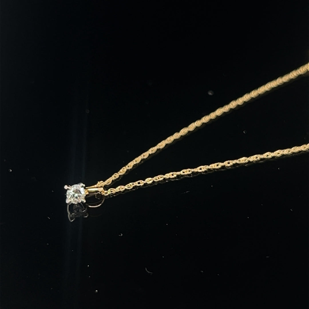 14 kt Bicolor Hanger met Diamant 0.20 ct Tw/Si – Set met Anker Collier