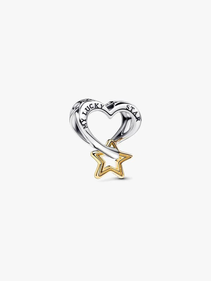 Bedel met Geluksster en Hart – Sterling Zilver &amp; Verguld 763513C00