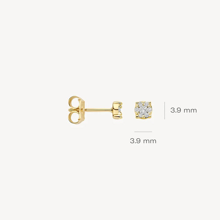 Oorknopjes met Diamanten in Illusiezetting 2x 0.07ct – 14k Geelgoud 7639YDI