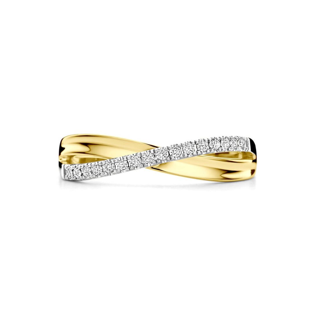 14k Bicolor ring diamant 0.14ct h si