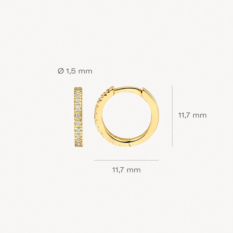 Blush Oorringen 7307YZI – 14 Karaat Geelgoud met Pavé Zirkonia 11,7 mm