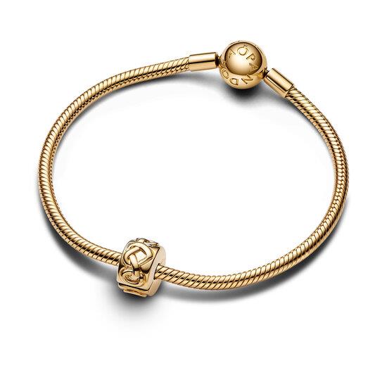 PANDORA SHINE 768035C00 Knotted hearts 14k gold-plated clip