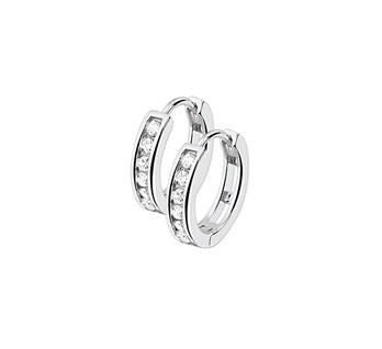 Zilveren dames oorbellen met zirkonia 15 mm