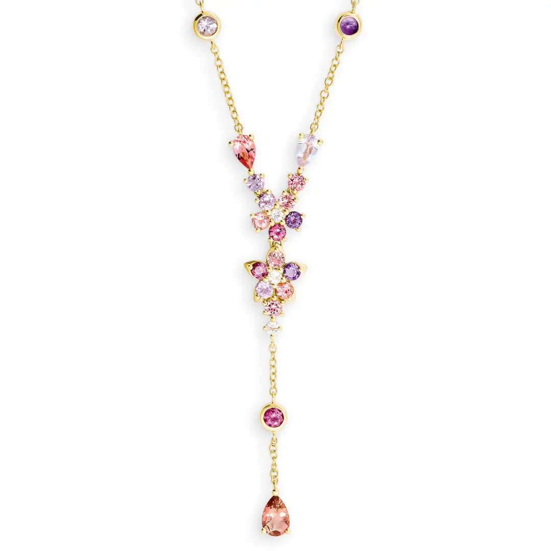 14 Karaat Geelgouden Collier met Multicolor Edelstenen 1,94 ct K14022G