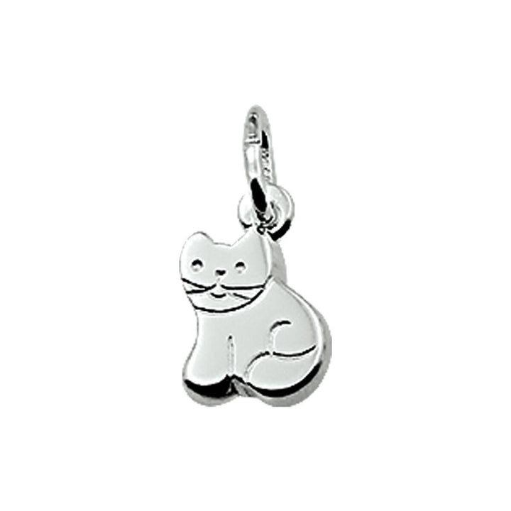 Zilveren poes hanger 7 x 10,2 mm