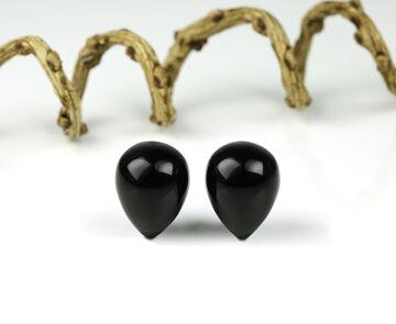 14 kt oohangers druppel onyx Glanzend  JVSO004ONYX2