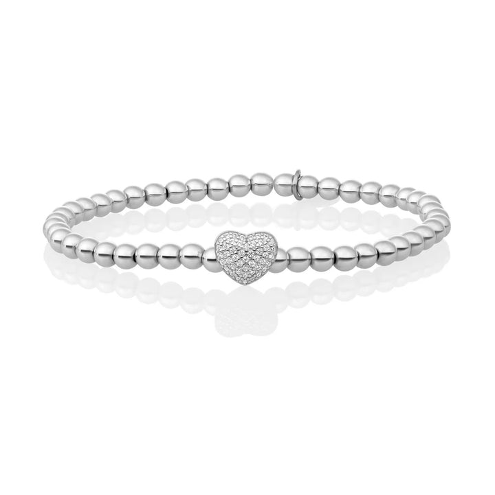 Bracelet | Heart Disc Silver - White CZ SB-S-4MM-HEART