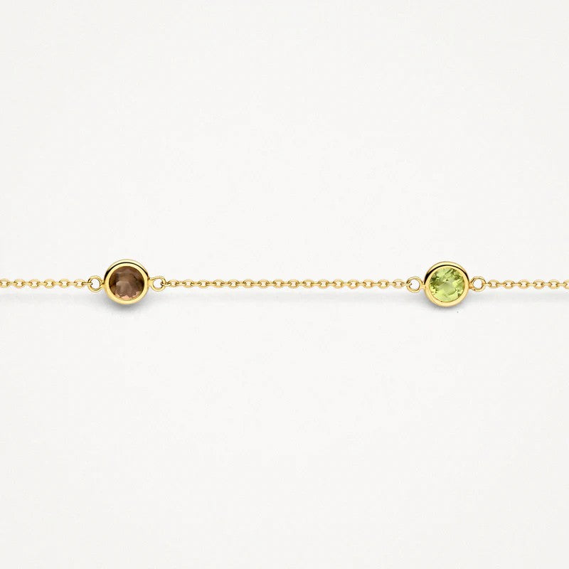 14 kt blush armband met Citrien en Rookkwarts bedels 2266YFC