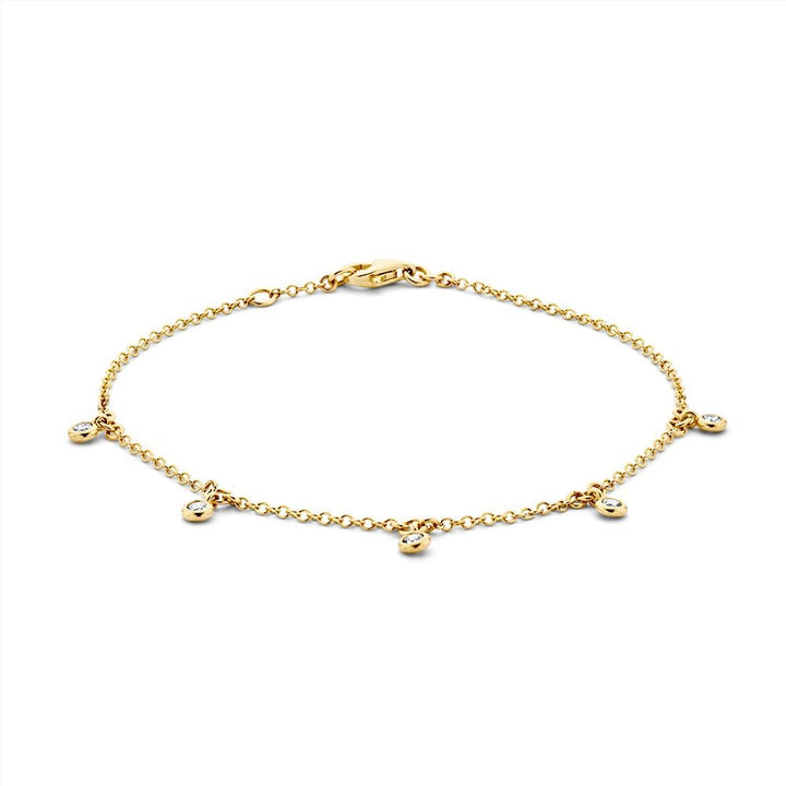 14 karaats geelgouden armband met diamant 0.21 ct