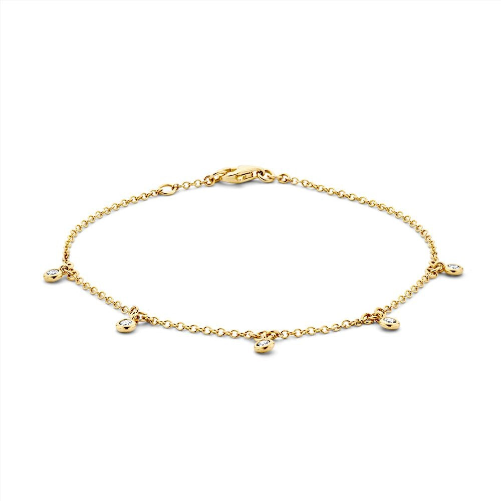 14 karaats geelgouden armband met diamant 0.21 ct
