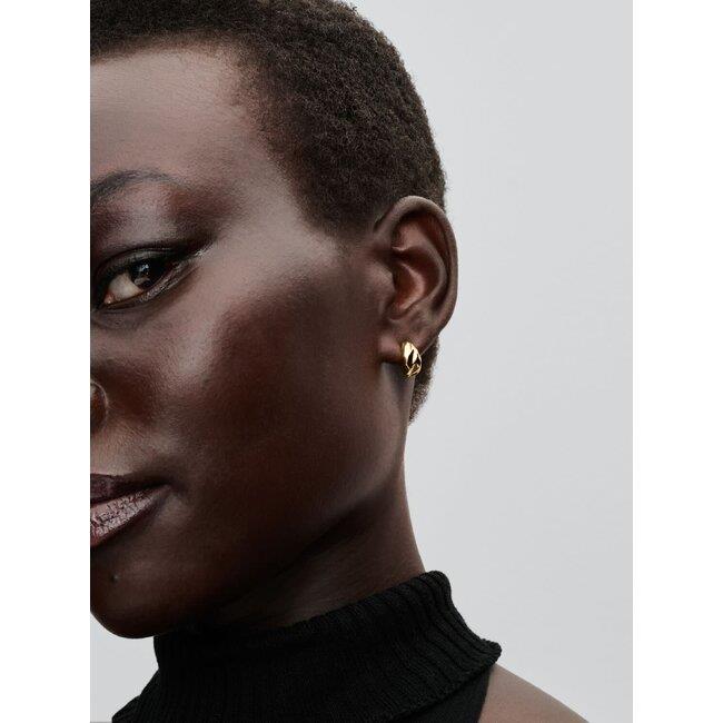 Pandora Oorbellen 263873C00 Zilver 14k Geelgoud Plating Geribbeld