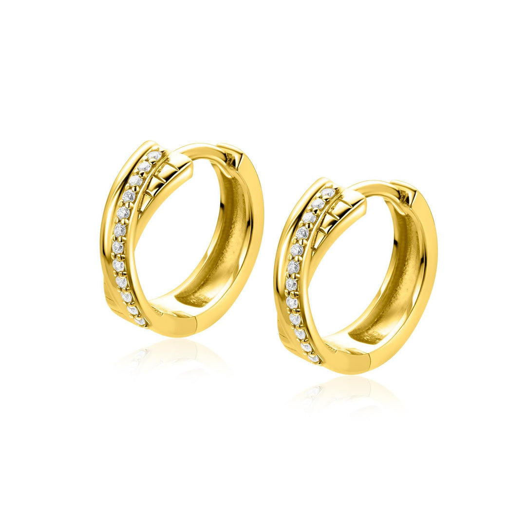 ZINZI goldplated cross-over oorringen met zirkonia – ZIO2801