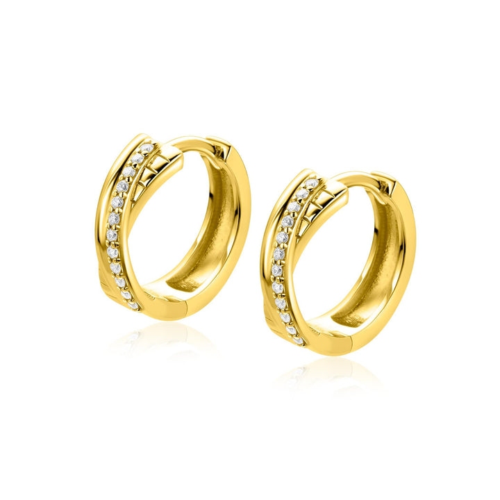 ZINZI goldplated cross-over oorringen met zirkonia – ZIO2801