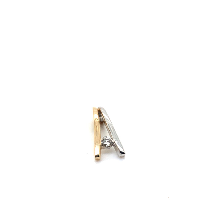 14 kt bicolor gouden hanger diamant 0.04ct GTD351-B