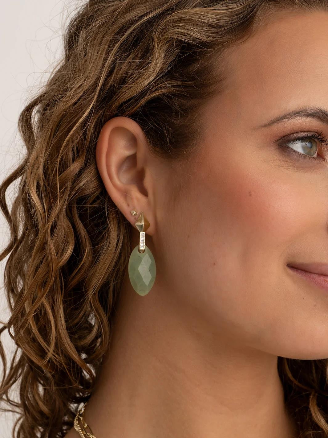 Earstones | Leaf - Rich Green Amazonite EAGEM57-FCLF-S