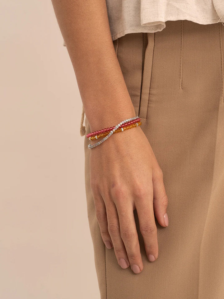 Bracelet | Light Gold Citrine Quartz Roundel Interstellar - Gold SBG-GEM65-MIX-RDL