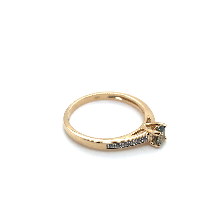 14K RING GG  WE-SI 12-0,06 CRTGROENE SAFFIER