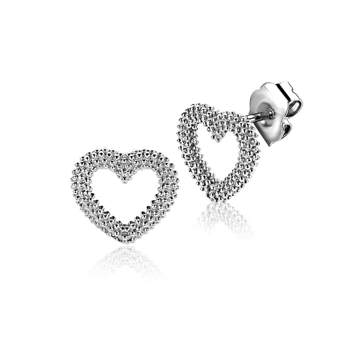 ZINZI zilveren oorstekers met bewerkt open hartje 10mm ZIO2703
