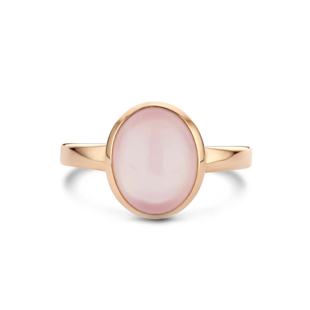 14 Karaat Roségouden Ring met Rozenkwarts – Maat 55