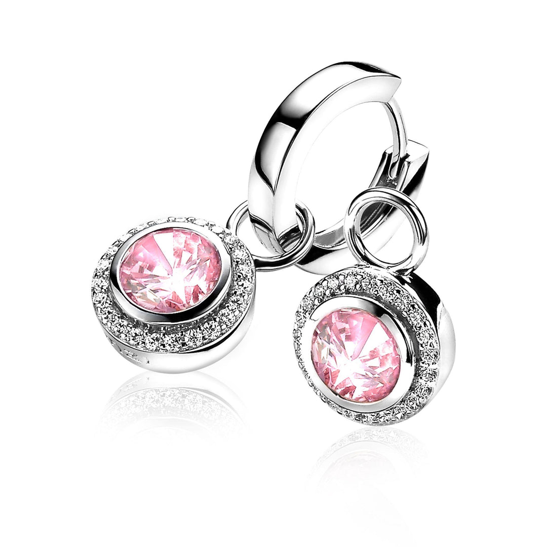 Zilveren oorhangers Zinzi roze ZICH1244R