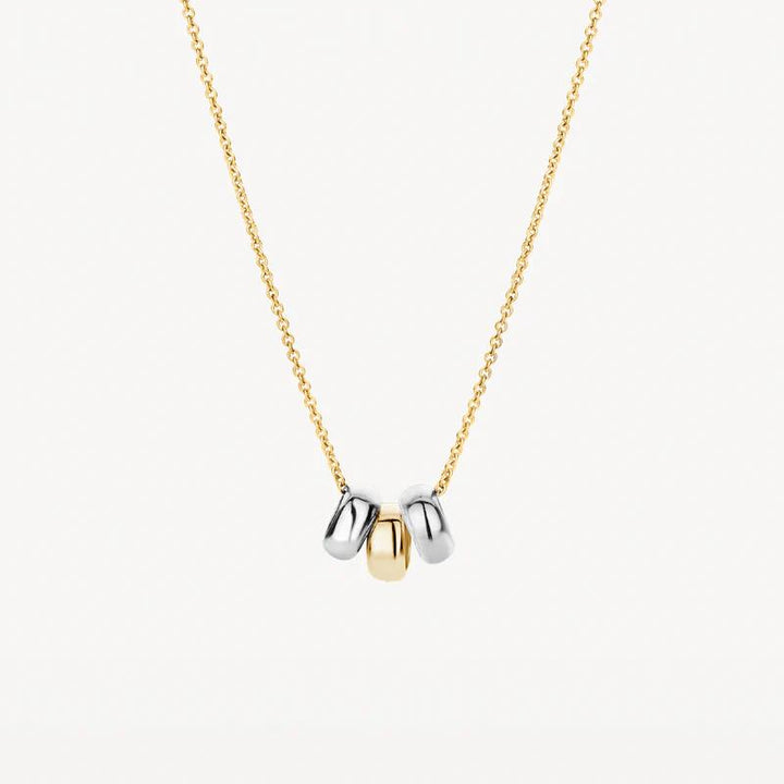 Blush collier 14 karaat geel- en witgoud met drie bewegende hangers – 3055BGO