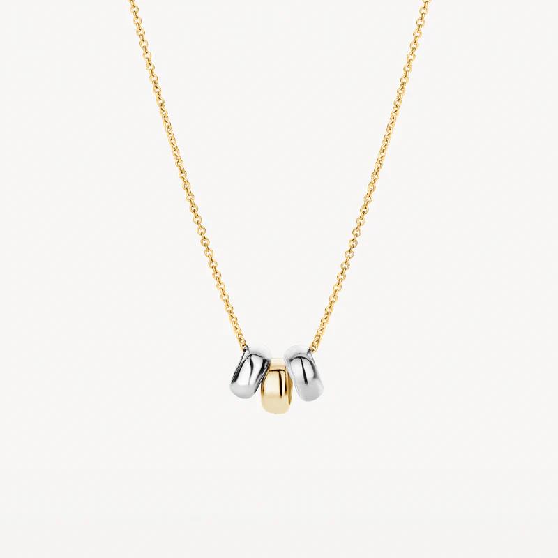 Blush collier 14 karaat geel- en witgoud met drie bewegende hangers – 3055BGO