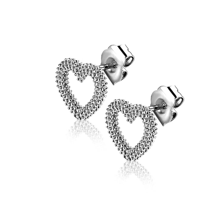 ZINZI zilveren oorstekers met bewerkt open hartje 10mm ZIO2703