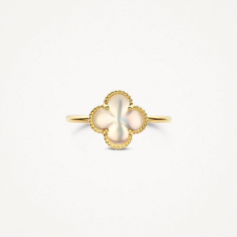 Blush Ring 14 kt Geelgoud met Parelmoer en Bergkristal – 1269YMQ/54