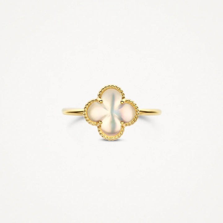 Blush Ring 14 kt Geelgoud met Parelmoer en Bergkristal – 1269YMQ/54
