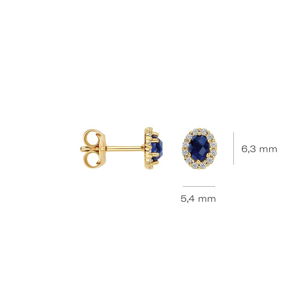 Blush Lab Diamonds Oorknoppen LG7038Y – Geelgoud (14k) met Lab grown Diamant en Lab Grown Saffier