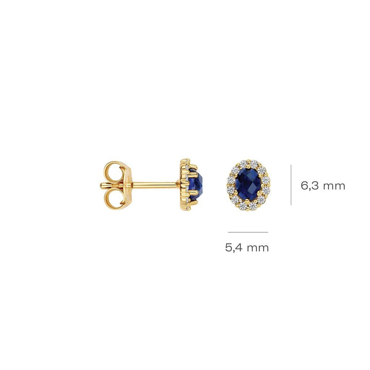 Blush Lab Diamonds Oorknoppen LG7038Y – Geelgoud (14k) met Lab grown Diamant en Lab Grown Saffier