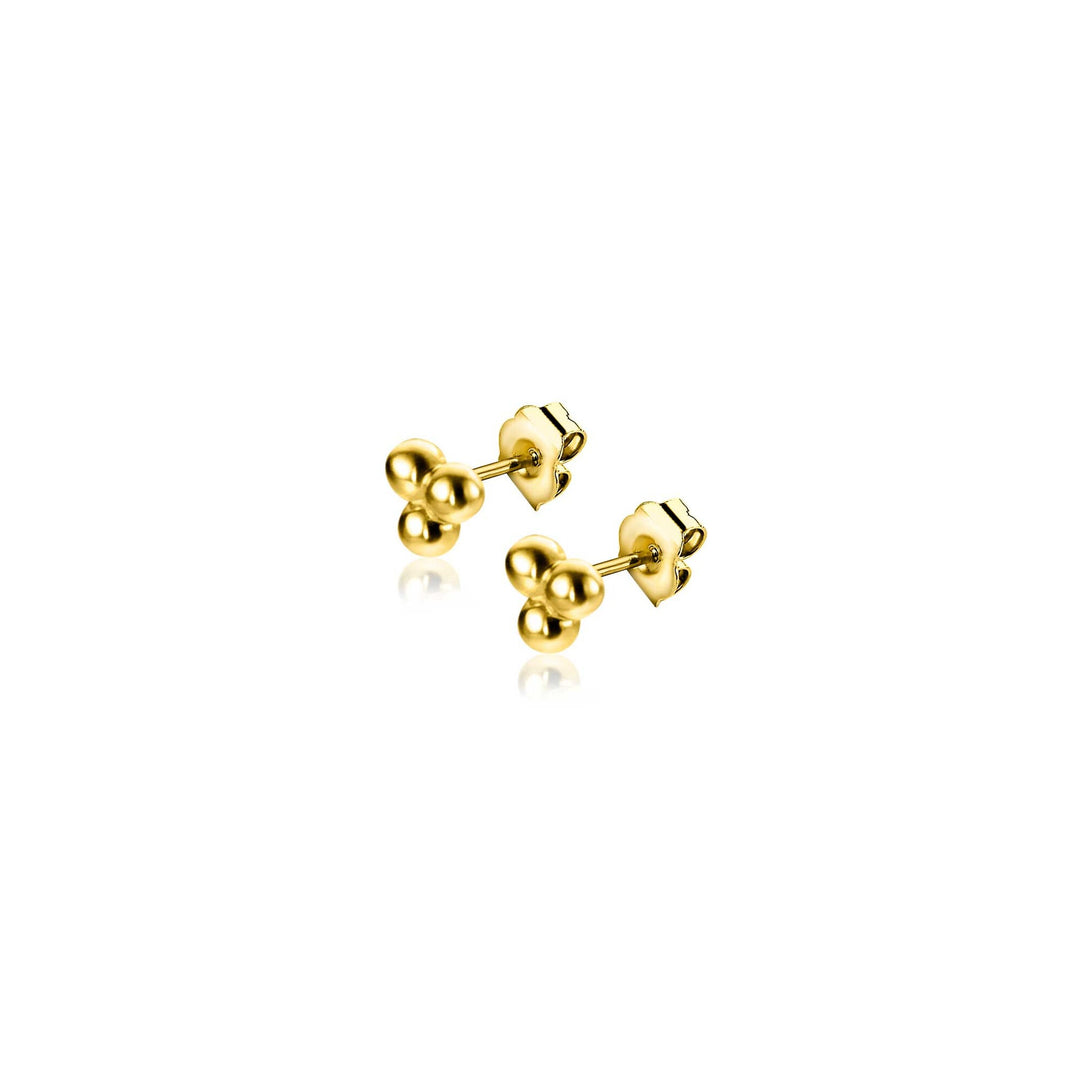 ZINZI Gold 14 Karaat Gouden Oorknopjes – Drie Bolletjes Driehoek ZGO476