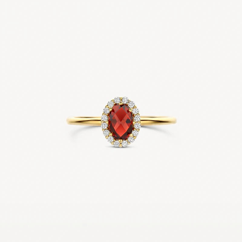 Blush Ring 14 kt Geelgoud met Mozambique Granaat en Zirkonia – 1271YGA