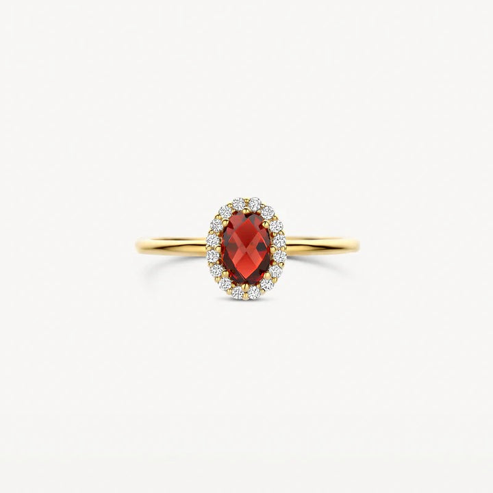 Blush Ring 14 kt Geelgoud met Mozambique Granaat en Zirkonia – 1271YGA