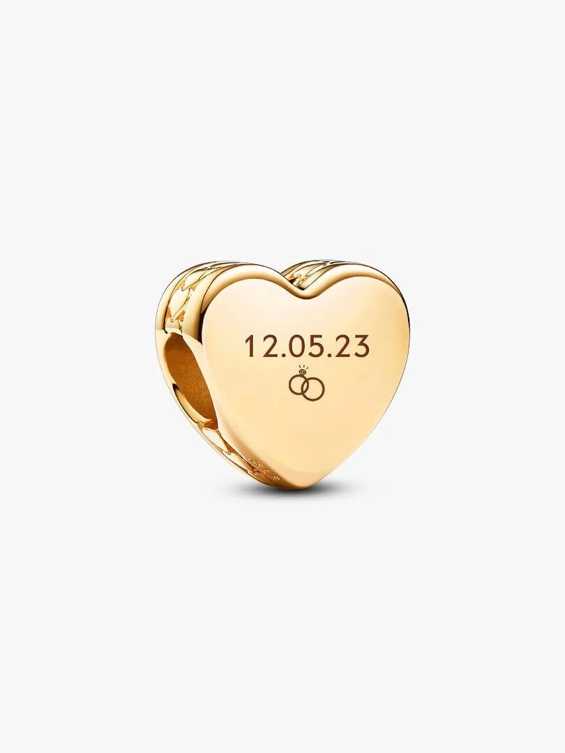 PANDORA GOUDKLEURIGE ENGRAVABLE HEART BEDEL 762015