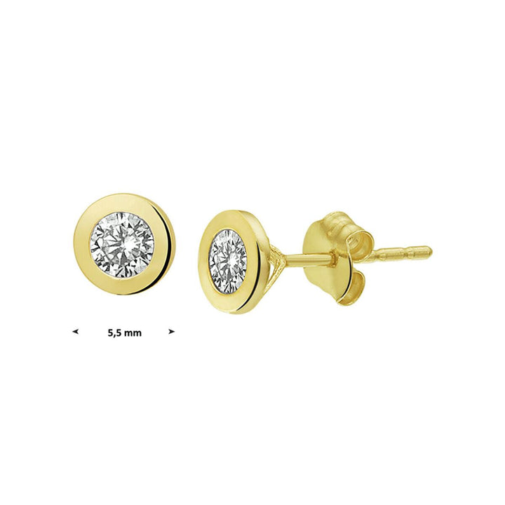14 kt geelgouden oorknoppen zirkonia