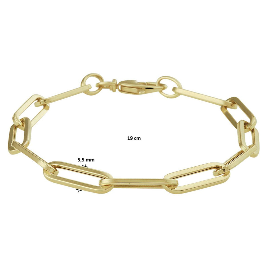 14 kt armband paperclip vierkante buis 5,5 mm 19 cm