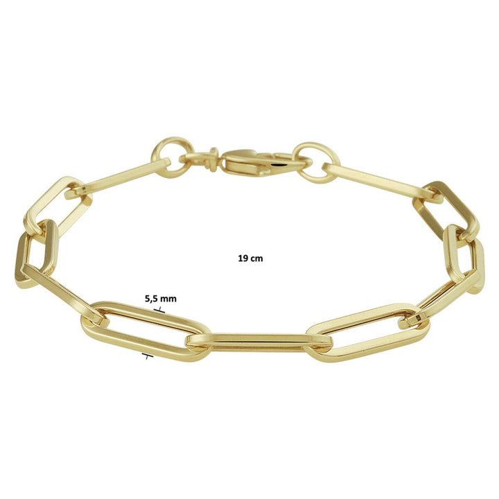 14 kt armband paperclip vierkante buis 5,5 mm 19 cm