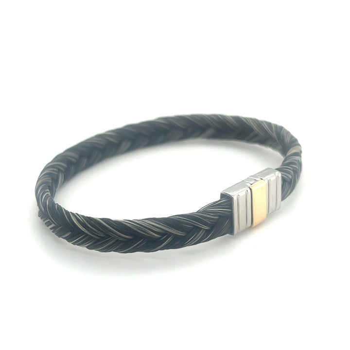 Gevlochten paardenhaar armband 18kt goud/staal 699 P CH OR
