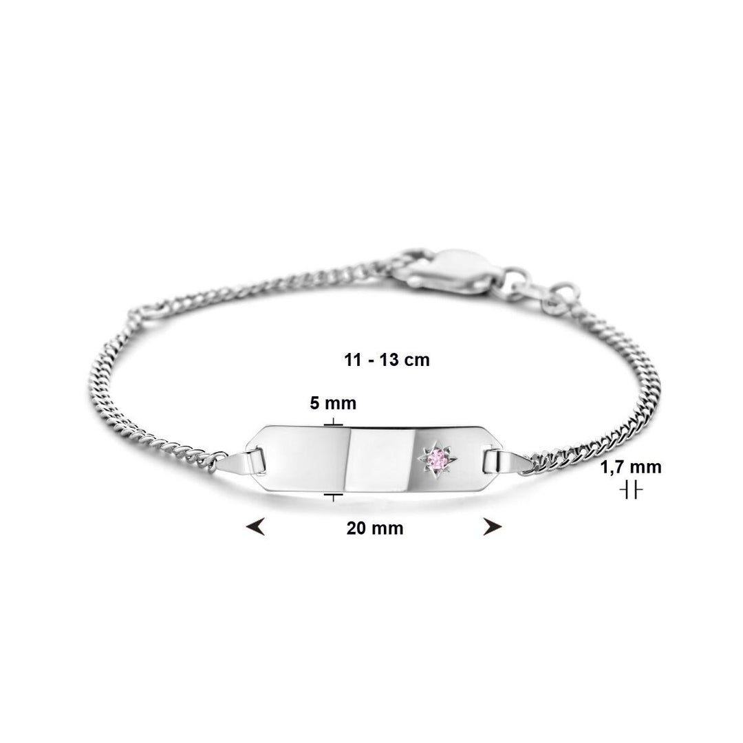 Zilveren Graveerarmband met Roze Zirkonia 11 – 13 cm