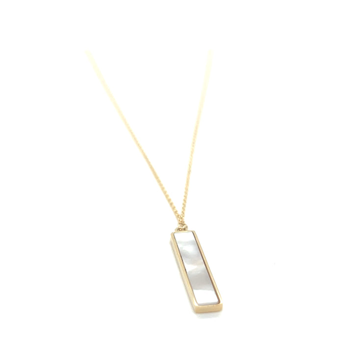 14 kt collier met balkje parelmoer 45 cm