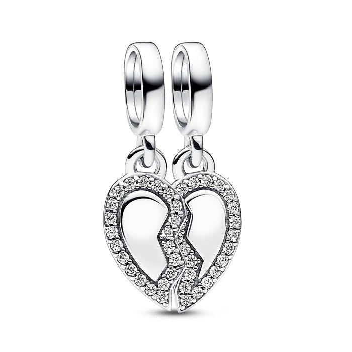 Pandora Moments 792743C01 hangende armband zilveren bedel met hartje en transparante zirkonia