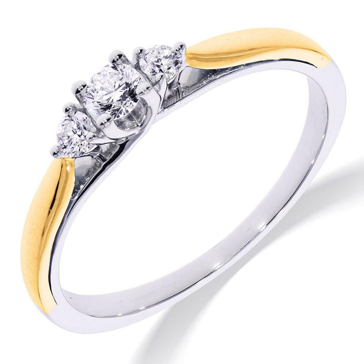14 Krt bicolor Ring solitair ring verlovingsring