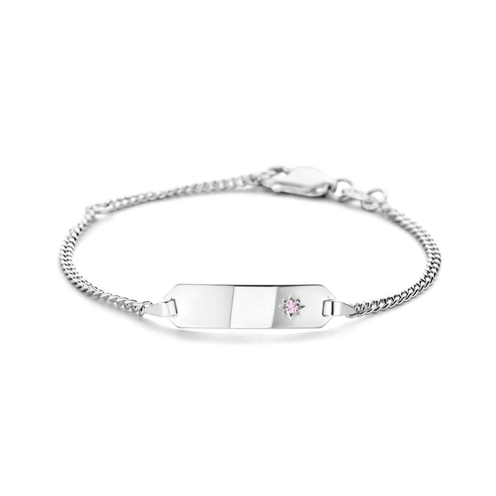 Zilveren graveerarmband met Roze Zirkonia 11-13cm