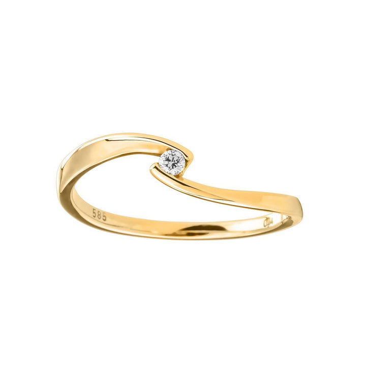 18 kt solitair ring geelgoud met diamant 0.06ct
